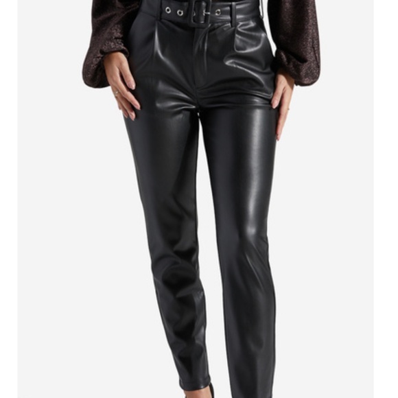 Shoe Dazzle Pants - Shoe Dazzle Black Faux Leather Pants